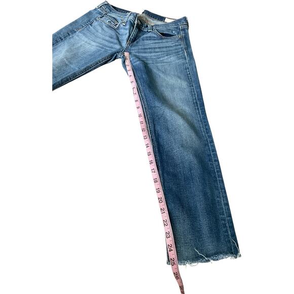 EUC Rag & Bone Dre Low Rise Crop Slim Boyfriend Jeans Raw Hem Blue Denim Size 26 - Picture 7 of 9